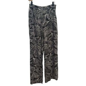 Robert Graham Silk Peacock Feather Wide Leg Pants Size M